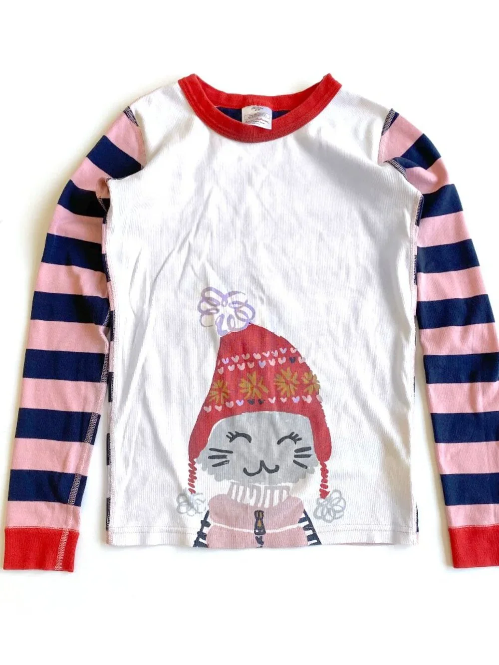 Hanna Andersson Girls Long John Pajama Set Size 14 160 Organic Cotton Cat Winter